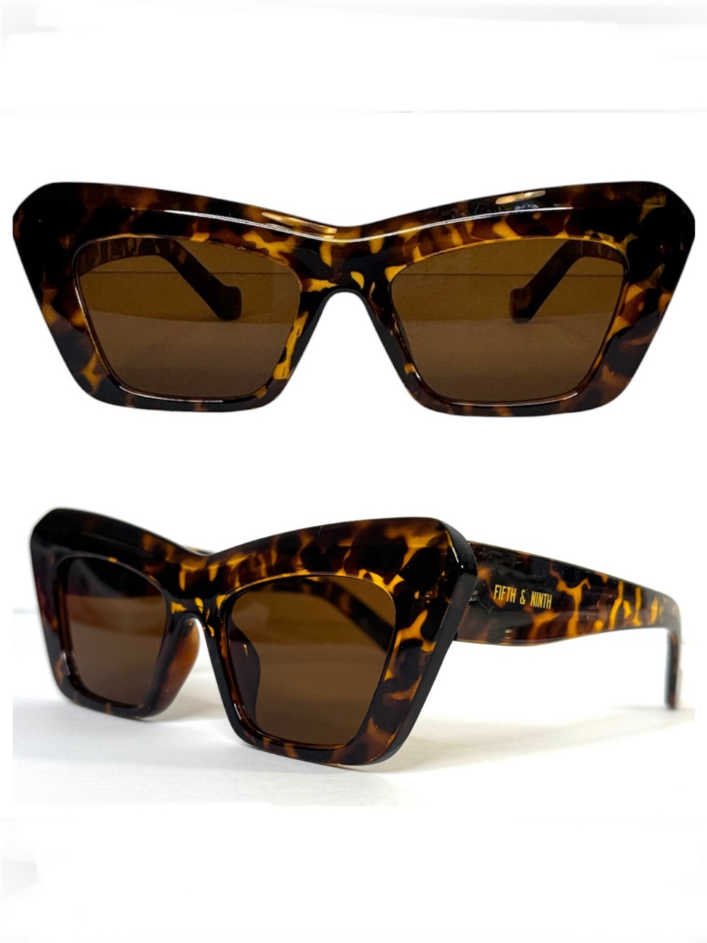 NEW FIFTH & NINTH Kenna Sunglasses With Case Tortoise Brown Cat Eye Nordstrom